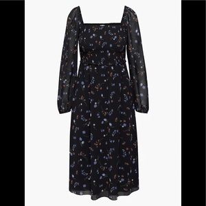 Aritzia Black Floral Midi Dress
